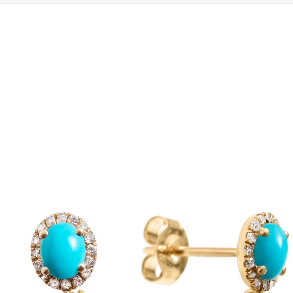 18k gold with diamonds and turquoise studs